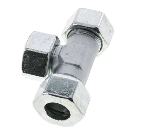 25S Zink plated Steel T-Shape Tee Cutting Fitting with Swivel 400 bar NBR Adjustable ISO 8434-1