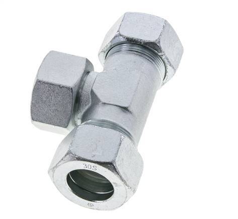 30S Zink plated Steel T-Shape Tee Cutting Fitting with Swivel 400 bar NBR Adjustable ISO 8434-1