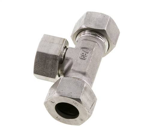 18L Stainless Steel T-Shape Tee Cutting Fitting with Swivel 315 bar FKM Adjustable ISO 8434-1