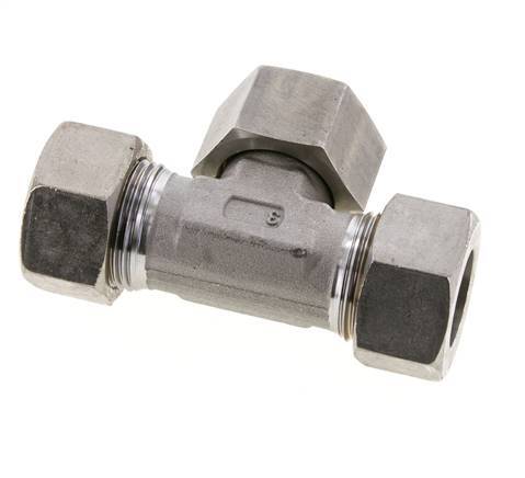 22L Stainless Steel T-Shape Tee Cutting Fitting with Swivel 160 bar FKM Adjustable ISO 8434-1