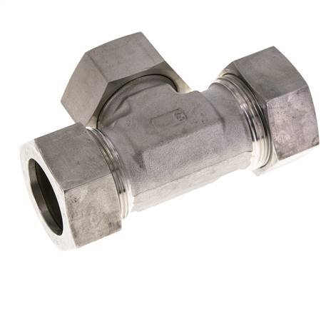 35L Stainless Steel T-Shape Tee Cutting Fitting with Swivel 160 bar FKM Adjustable ISO 8434-1