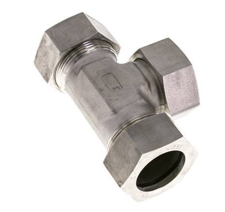 35L Stainless Steel T-Shape Tee Cutting Fitting with Swivel 160 bar FKM Adjustable ISO 8434-1