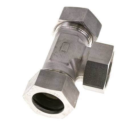35L Stainless Steel T-Shape Tee Cutting Fitting with Swivel 160 bar FKM Adjustable ISO 8434-1