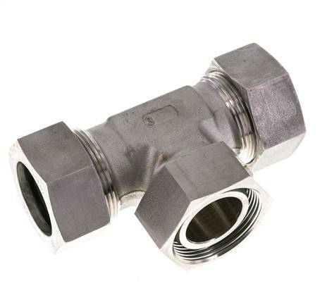 35L Stainless Steel T-Shape Tee Cutting Fitting with Swivel 160 bar FKM Adjustable ISO 8434-1