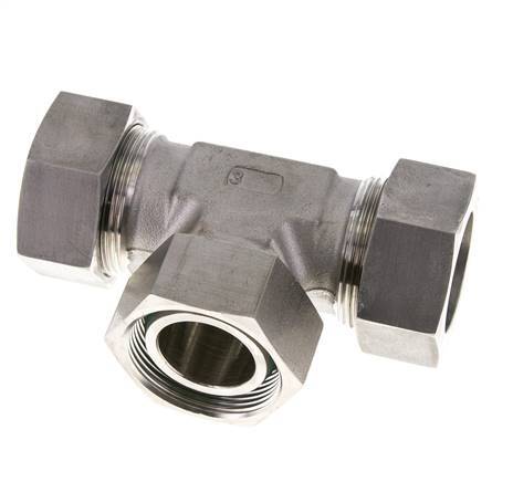 35L Stainless Steel T-Shape Tee Cutting Fitting with Swivel 160 bar FKM Adjustable ISO 8434-1