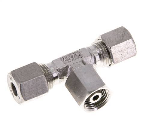 8S Stainless Steel T-Shape Tee Cutting Fitting with Swivel 630 bar FKM Adjustable ISO 8434-1