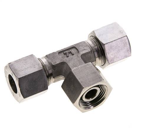 14S Stainless Steel T-Shape Tee Cutting Fitting with Swivel 630 bar FKM Adjustable ISO 8434-1