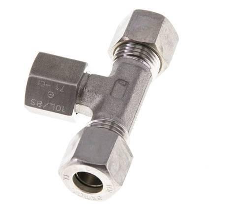 10L Stainless Steel T-Shape Tee Compression Fitting with Swivel 315 bar FKM Adjustable ISO 8434-1
