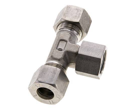 12L Stainless Steel T-Shape Tee Compression Fitting with Swivel 315 bar FKM Adjustable ISO 8434-1
