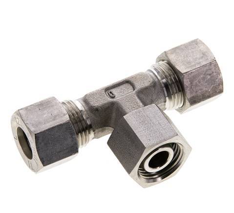 12L Stainless Steel T-Shape Tee Compression Fitting with Swivel 315 bar FKM Adjustable ISO 8434-1