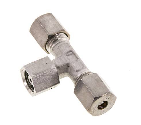 6S Stainless Steel T-Shape Tee Compression Fitting with Swivel 500 bar FKM Adjustable ISO 8434-1