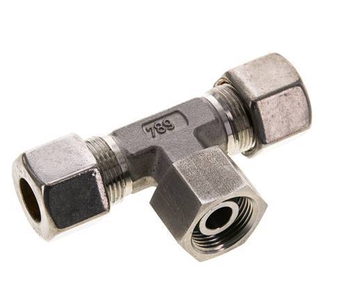 14S Stainless Steel T-Shape Tee Compression Fitting with Swivel 400 bar FKM Adjustable ISO 8434-1