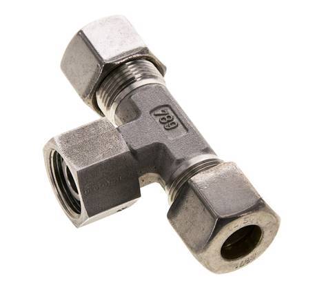 14S Stainless Steel T-Shape Tee Compression Fitting with Swivel 400 bar FKM Adjustable ISO 8434-1