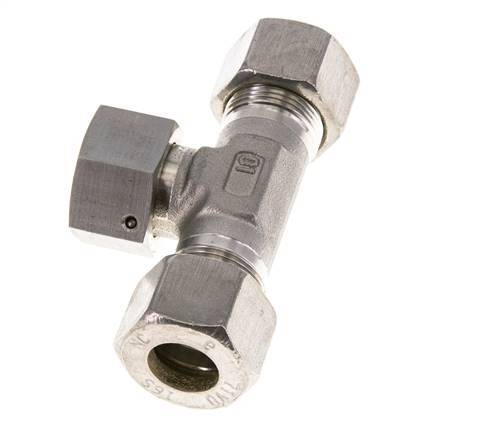 16S Stainless Steel T-Shape Tee Compression Fitting with Swivel 400 bar FKM Adjustable ISO 8434-1
