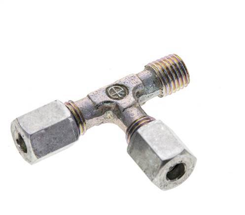 4LL & M8x1 (con) Zink Plated Steel Right Angle Tee Cutting Fitting with Male Threads 100 bar ISO 8434-1