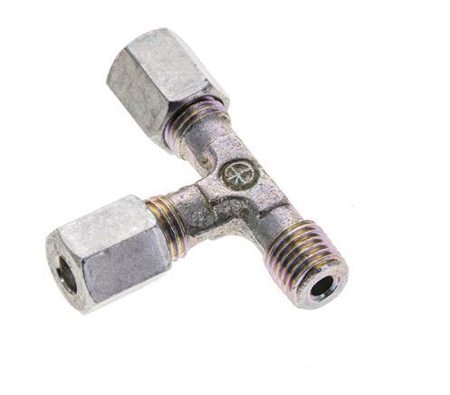 4LL & M8x1 (con) Zink Plated Steel Right Angle Tee Cutting Fitting with Male Threads 100 bar ISO 8434-1