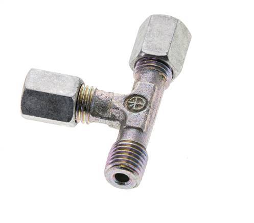 4LL & M8x1 (con) Zink Plated Steel Right Angle Tee Cutting Fitting with Male Threads 100 bar ISO 8434-1