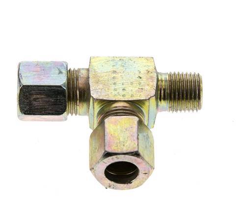 8LL & M10x1 (con) Zink Plated Steel Right Angle Tee Cutting Fitting with Male Threads 100 bar ISO 8434-1