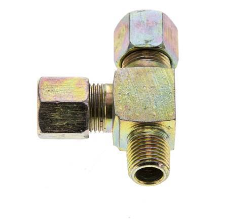 8LL & M10x1 (con) Zink Plated Steel Right Angle Tee Cutting Fitting with Male Threads 100 bar ISO 8434-1