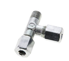 6L & M10x1 (con) Zink Plated Steel Right Angle Tee Cutting Fitting with Male Threads 315 bar ISO 8434-1