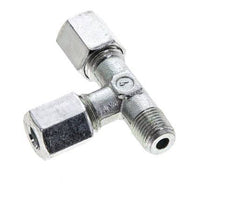 6L & M10x1 (con) Zink Plated Steel Right Angle Tee Cutting Fitting with Male Threads 315 bar ISO 8434-1