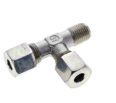 8S & M14x1.5 (con) Zink Plated Steel Right Angle Tee Cutting Fitting with Male Threads 630 bar ISO 8434-1