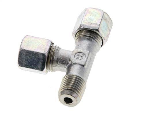 8S & M14x1.5 (con) Zink Plated Steel Right Angle Tee Cutting Fitting with Male Threads 630 bar ISO 8434-1