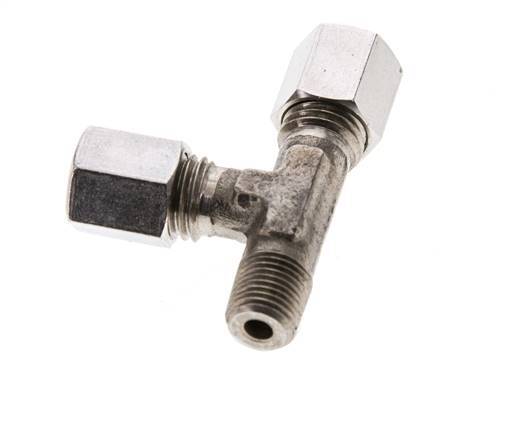 6L & M10x1 (con) Stainless Steel Right Angle Tee Cutting Fitting with Male Threads 315 bar ISO 8434-1