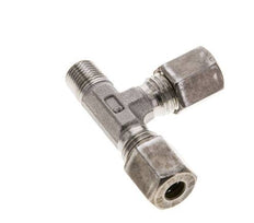 6L & M10x1 (con) Stainless Steel Right Angle Tee Compression Fitting with Male Threads 315 bar ISO 8434-1