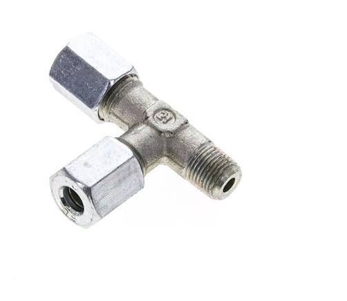 6L & R1/8'' Zink Plated Steel Right Angle Tee Cutting Fitting with Male Threads 315 bar ISO 8434-1