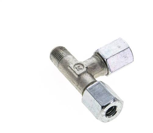 6L & R1/8'' Zink Plated Steel Right Angle Tee Cutting Fitting with Male Threads 315 bar ISO 8434-1