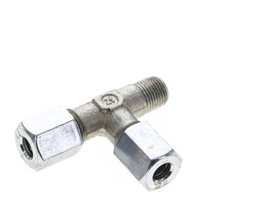 6L & R1/8'' Zink Plated Steel Right Angle Tee Cutting Fitting with Male Threads 315 bar ISO 8434-1