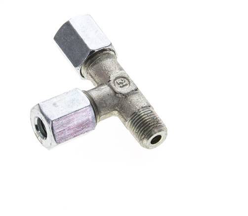 6L & R1/8'' Zink Plated Steel Right Angle Tee Cutting Fitting with Male Threads 315 bar ISO 8434-1