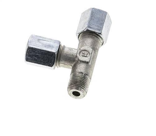 6L & R1/8'' Zink Plated Steel Right Angle Tee Cutting Fitting with Male Threads 315 bar ISO 8434-1