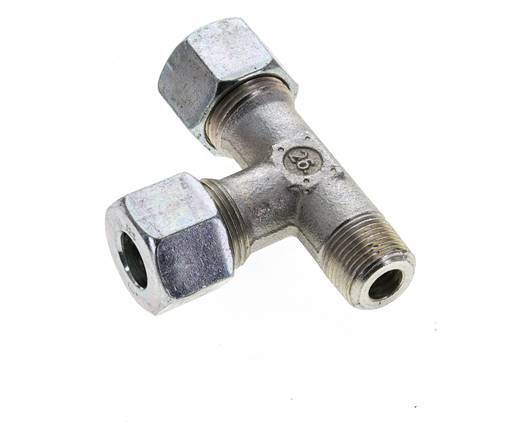 12S & R3/8'' Zink Plated Steel Right Angle Tee Cutting Fitting with Male Threads 630 bar ISO 8434-1