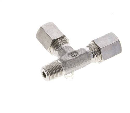 6L & R1/8'' Stainless Steel Right Angle Tee Compression Fitting with Male Threads 315 bar ISO 8434-1