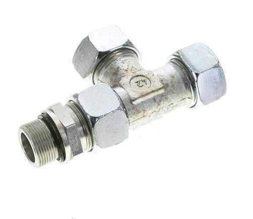 22L & M26x1.5 Zink Plated Steel Right Angle Tee Cutting Fitting with Male Threads 160 bar Adjustable ISO 8434-1