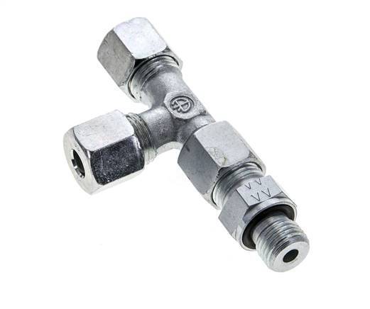 8S & M14x1.5 Zink Plated Steel Right Angle Tee Cutting Fitting with Male Threads 630 bar Adjustable ISO 8434-1