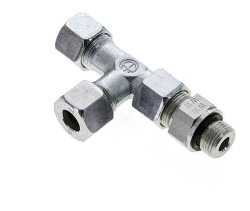 12S & M18x1.5 Zink Plated Steel Right Angle Tee Cutting Fitting with Male Threads 630 bar Adjustable ISO 8434-1