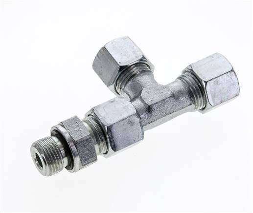 10S & G3/8'' Zink Plated Steel Right Angle Tee Cutting Fitting with Male Threads 630 bar Adjustable ISO 8434-1