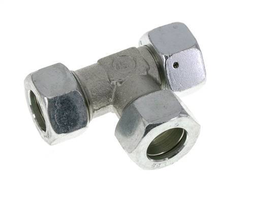 22L Zink Plated Steel Right Angle Tee Cutting Fitting with Swivel 160 bar NBR Adjustable ISO 8434-1