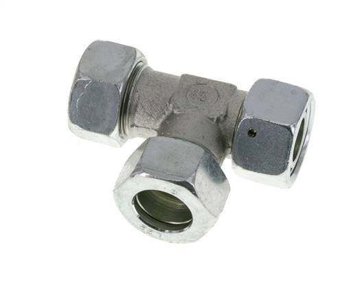 22L Zink Plated Steel Right Angle Tee Cutting Fitting with Swivel 160 bar NBR Adjustable ISO 8434-1
