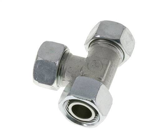 22L Zink Plated Steel Right Angle Tee Cutting Fitting with Swivel 160 bar NBR Adjustable ISO 8434-1