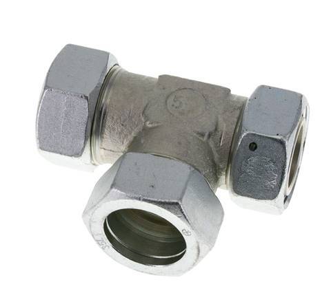 35L Zink Plated Steel Right Angle Tee Cutting Fitting with Swivel 160 bar NBR Adjustable ISO 8434-1