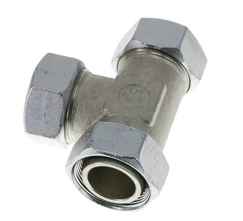 35L Zink Plated Steel Right Angle Tee Cutting Fitting with Swivel 160 bar NBR Adjustable ISO 8434-1