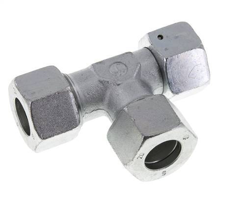 20S Zink Plated Steel Right Angle Tee Cutting Fitting with Swivel 400 bar NBR Adjustable ISO 8434-1