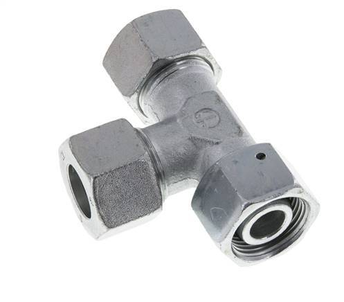 20S Zink Plated Steel Right Angle Tee Cutting Fitting with Swivel 400 bar NBR Adjustable ISO 8434-1