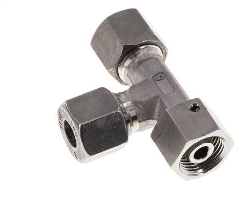 10S Stainless Steel Right Angle Tee Cutting Fitting with Swivel 630 bar FKM Adjustable ISO 8434-1