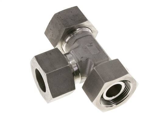 25S Stainless Steel Right Angle Tee Cutting Fitting with Swivel 400 bar FKM Adjustable ISO 8434-1
