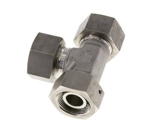 25S Stainless Steel Right Angle Tee Cutting Fitting with Swivel 400 bar FKM Adjustable ISO 8434-1